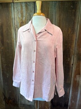 Jordan Blue Label Micro Suede Feel Soft Pink Women's Button-Down Shirt Medium